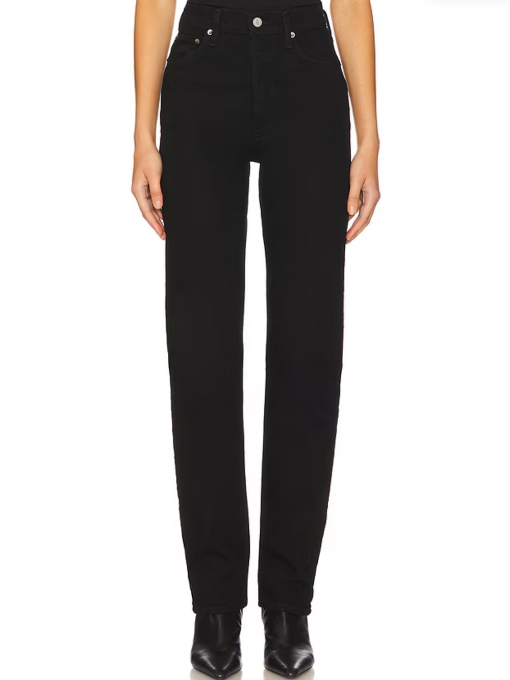 AGOLDE 90s Pinch Waist Long High Rise Straight Jeans in Cover